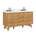 Coventry 60 inch Double Sink Teak Bathroom Vanity Natural Teak in Cala White Engineered Stone Corner View