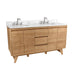 Coventry 60 inch Double Sink Teak Bathroom Vanity Natural Teak in Carrara White Marble