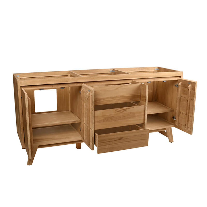Coventry 72  Double Sink Teak Bathroom Vanity Natural Teak Cabinet Only Open
