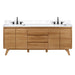 Coventry 72 Double Sink Teak Bathroom Vanity Natural Teak in Cala White Engineered Stone Front View