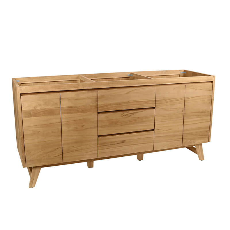 Coventry 72 inch Double Sink Teak Bathroom Vanity Natural Teak Cabinet Only Corner View