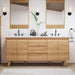 Coventry 72 inch Double Sink Teak Bathroom Vanity Natural Teak in Cala White Engineered Stone Front View