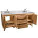 Coventry 72 inch Double Sink Teak Bathroom Vanity Natural Teak in Carrara White Marble Corner View