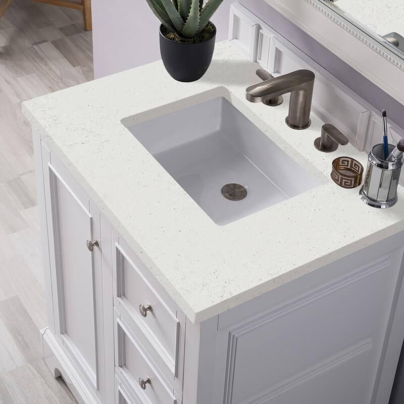 De Soto 30" Single Vanity in Bright White With Lime Delight Silestone Top