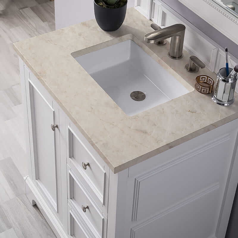 De Soto 30" Single Vanity in Bright White With Tajnar Eclos Top