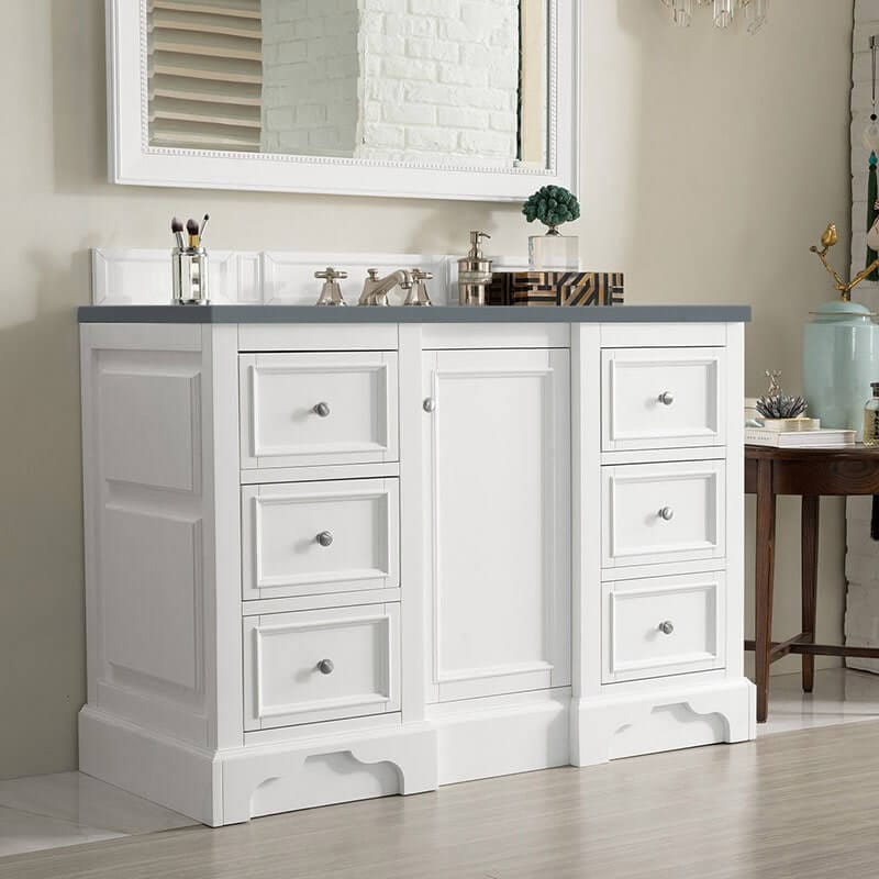 De Soto 48" Double Single Vanity Bright White Corner View