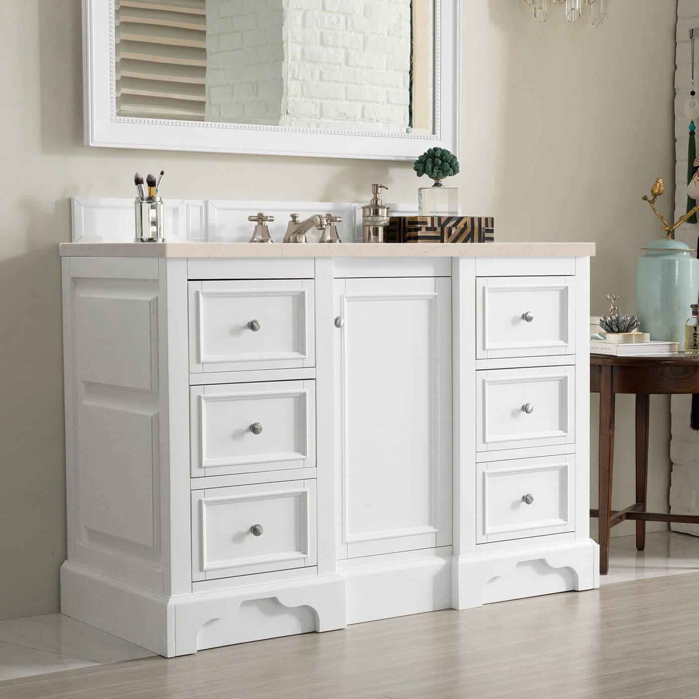 De Soto 48 Inch Single Vanity Bright White Soft Close Door Hinges