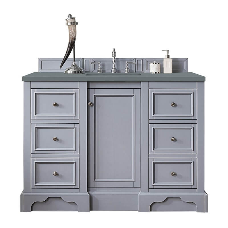 De Soto 48 Inch Single Vanity Silver Gray With Cala Blue Silestone Top