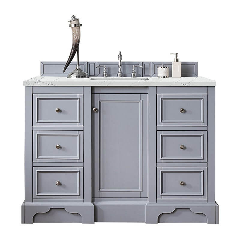 De Soto 48 Inch Single Vanity Silver Gray With Ethereal Noctis Silestone Top