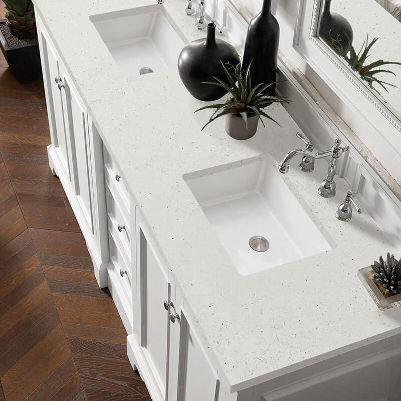 De Soto 72" Double Vanity Set Bright White With Lime Delight Silestone Top
