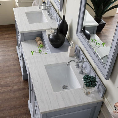 De Soto 82" Double Vanity Set Silver Gray With Arctic Fall Solid Surface Top