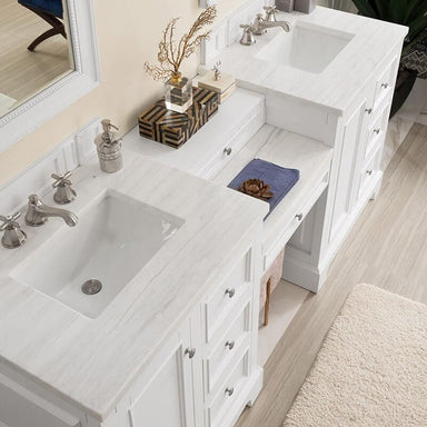 De Soto 82 Inch Double Vanity Set Bright White With Arctic Fall Solid Surface Top