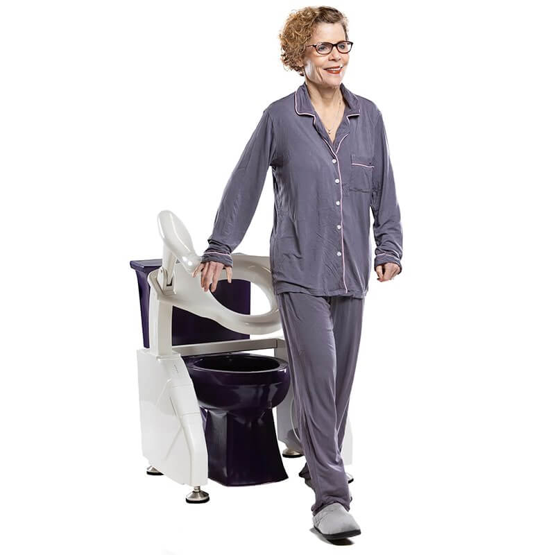 Dignity Lifts Deluxe Toilet Lift With Purple Toilet in Use Step 5