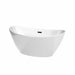 Dorrit 60" Freestanding Acrylic White Bathtub With Matte Black Trim No Faucet Top Front View