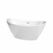 Dorrit 60" Freestanding Acrylic White Bathtub With Polished Chrome Trim No Faucet Top Front View