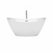 Dorrit 60 Inch Freestanding Acrylic White Bathtub With Brushed Nickel Trim Front View