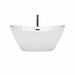 Dorrit 60 Inch Freestanding Acrylic White Bathtub With Matte Black Trim Front View