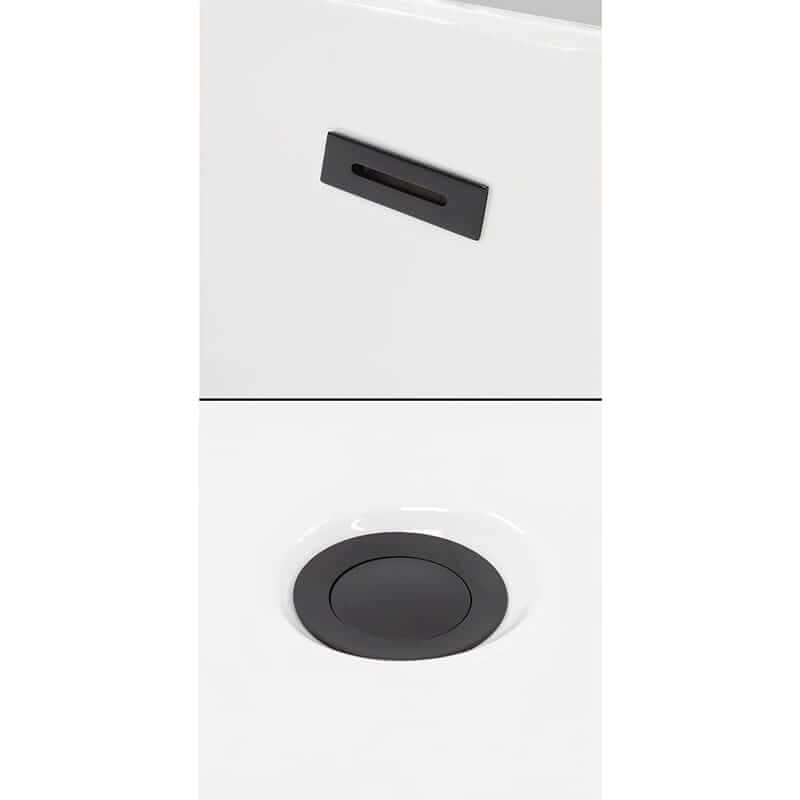 Dorrit 60 Inch Freestanding Acrylic White Bathtub With Matte Black Trim Pop Up Drain and Overflow Plate