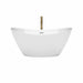 Dorrit 60 Inch Freestanding Acrylic White Bathtub With Polished Chrome Trim and Brushed Gold Faucet Front View