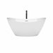 Dorrit 60 Inch Freestanding Acrylic White Bathtub With Polished Chrome Trim and Matte Black Faucet Front View