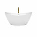 Dorrit 60 Inch Freestanding Acrylic White Bathtub With Shiny White Trim and Brushed Gold Faucet Front View