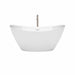 Dorrit 60 Inch Freestanding Acrylic White Bathtub With Shiny White Trim and Brushed Nickel Faucet Front View