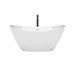 Dorrit 60 Inch Freestanding Acrylic White Bathtub With Shiny White Trim and Matte Black Faucet Front View