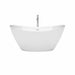Dorrit 60 Inch Freestanding Acrylic White Bathtub With Shiny White Trim and Polished Chrome Faucet Front View