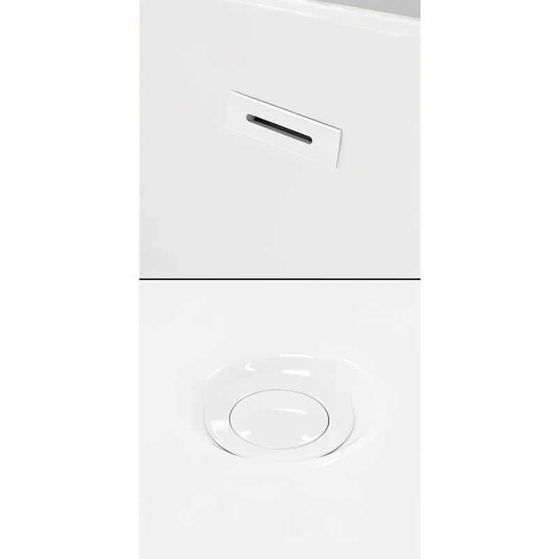 Dorrit 60 Inch Freestanding Acrylic White Bathtub With Shiny White Trim and Polished Chrome Faucet Pop Up Drain and Overflow Plate