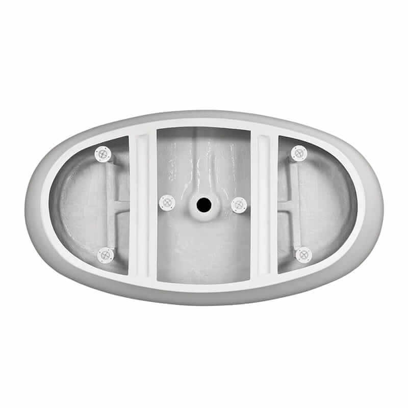 Dorrit 66" Freestanding Acrylic White Bathtub With Brushed Nickel Trim No Faucet Bottom View
