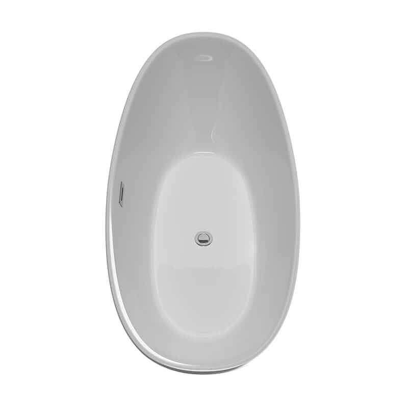 Dorrit 66" Freestanding Acrylic White Bathtub With Polished Chrome Trim Top Side View