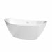 Dorrit 66" Freestanding Acrylic White Bathtub With Shiny White Trim No Faucet Top Front View