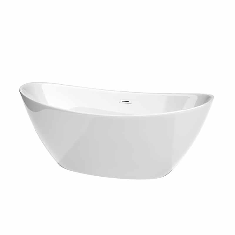 Dorrit 66" Freestanding Acrylic White Bathtub With Shiny White Trim No Faucet Top Front View