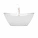 Dorrit 66 Inch Freestanding Acrylic White Bathtub With Brushed Nickel Trim Front View