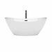 Dorrit 66 Inch Freestanding Acrylic White Bathtub With Matte Black Trim Front View