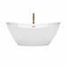 Dorrit 66 Inch Freestanding Acrylic White Bathtub With Polished Chrome Trim and Brushed Gold Faucet Front View