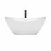 Dorrit 66 Inch Freestanding Acrylic White Bathtub With Polished Chrome Trim and Matte Black Faucet Front View