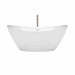 Dorrit 66 Inch Freestanding Acrylic White Bathtub With Shiny White Trim and Brushed Nickel Faucet Front View