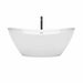 Dorrit 66 Inch Freestanding Acrylic White Bathtub With Shiny White Trim and Matte Black Faucet Front View