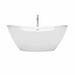 Dorrit 66 Inch Freestanding Acrylic White Bathtub With Shiny White Trim and Polished Chrome Faucet Front View