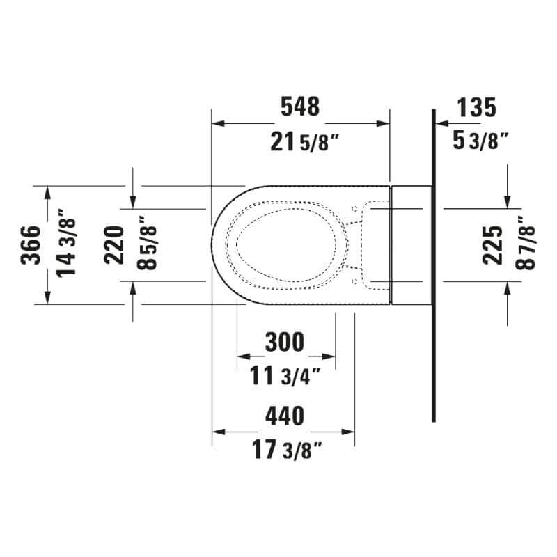 duravit 620002 sensowash i bidet toilet pro top view dimensions