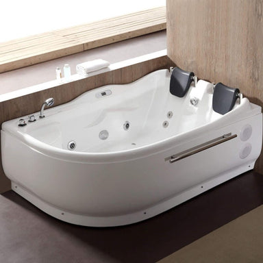 EAGO AM124ETL-L 6 ft Right Drain Corner Acrylic White Whirlpool Bathtub for Two Corner View