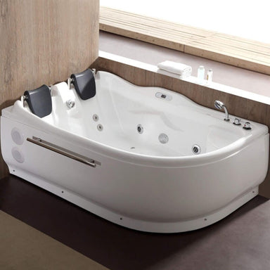 EAGO AM124ETL-R 6 ft Right Corner Acrylic White Whirlpool Bathtub for Two Corner View