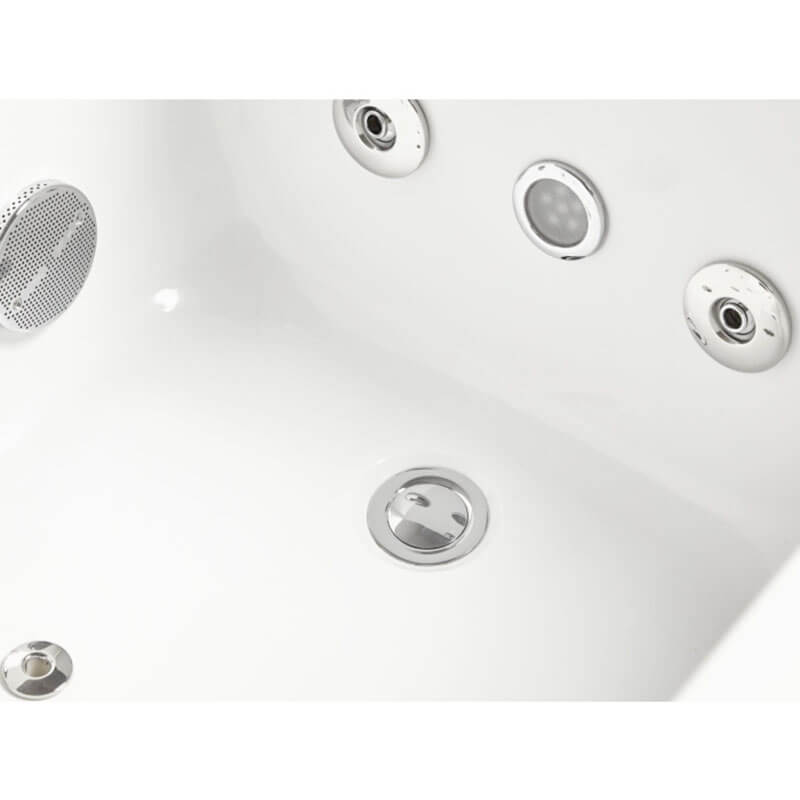 EAGO AM154ETL-R5 5 ft Acrylic White Rectangular Whirlpool Bathtub with Fixtures Close Up Central Drain