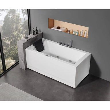 EAGO AM154ETL-R5 5 ft Acrylic White Rectangular Whirlpool Bathtub with Fixtures Corner View