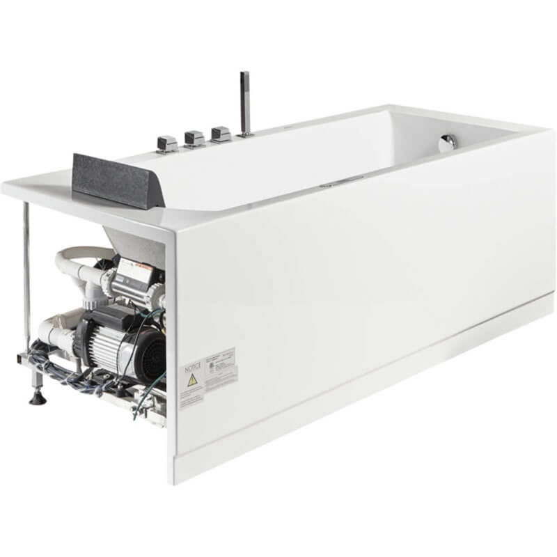 EAGO AM154ETL-R5 5 ft Acrylic White Rectangular Whirlpool Bathtub with Fixtures Exposed Mechanical Systems