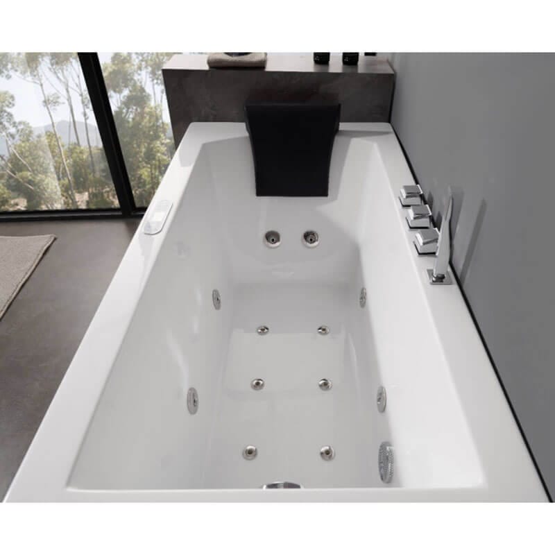 EAGO AM154ETL-R5 5 ft Acrylic White Rectangular Whirlpool Bathtub with Fixtures Functional Hydrotherapy System