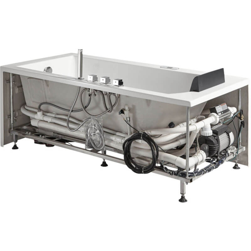 EAGO AM154ETL-R5 5 ft Acrylic White Rectangular Whirlpool Bathtub with Fixtures Side Panel Infrastructure