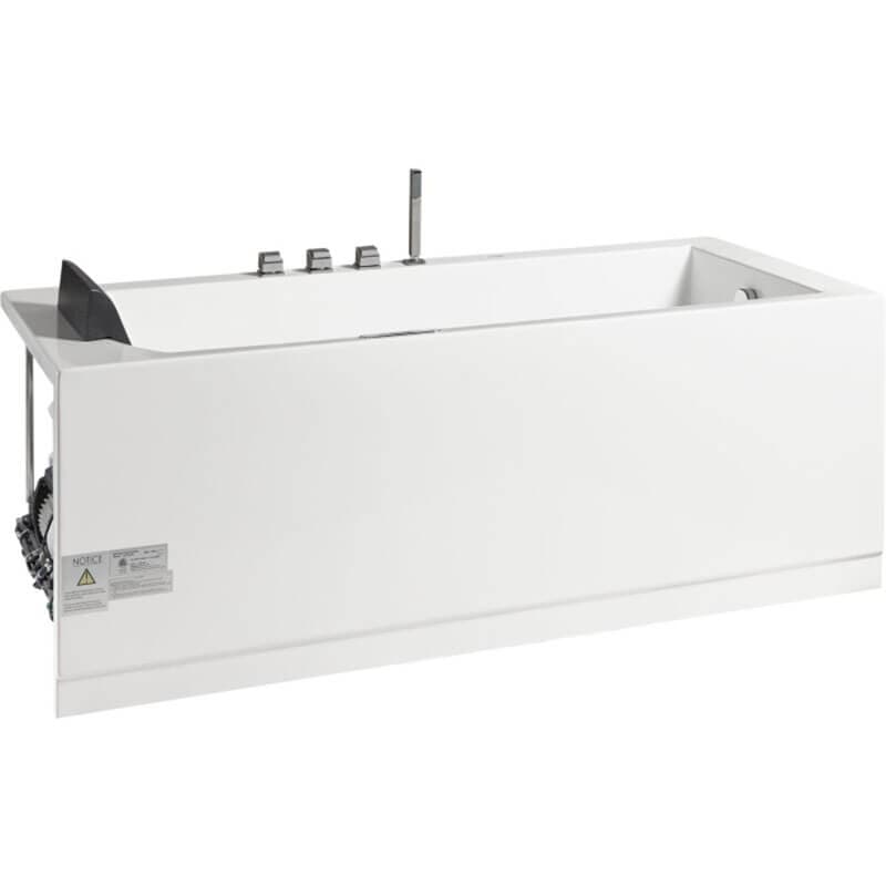 EAGO AM154ETL-R5 5 ft Acrylic White Rectangular Whirlpool Bathtub with Fixtures Side View