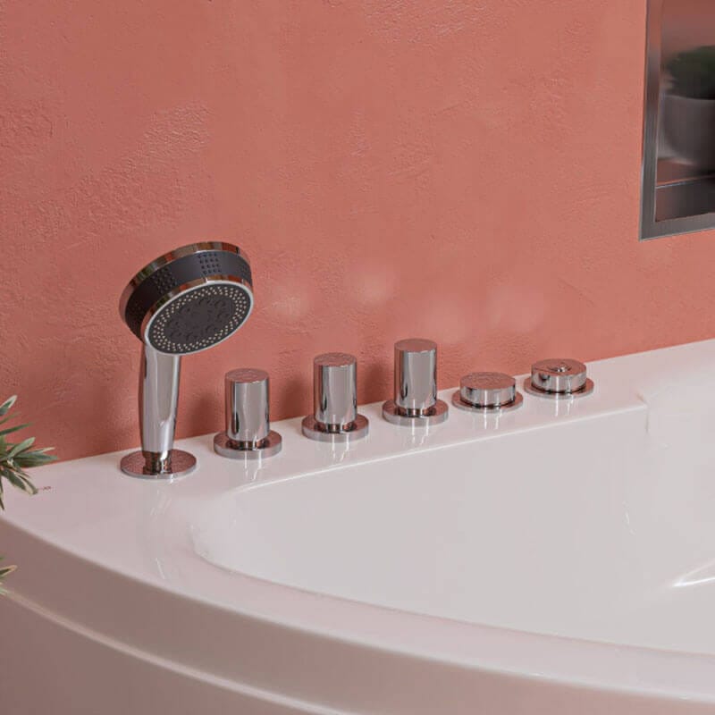 EAGO AM161-L 59 Single Person Corner White Acrylic Whirlpool Bathtub Corner Fixture Detail